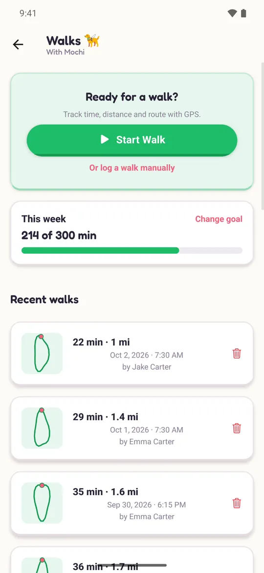 Walks and weekly goals